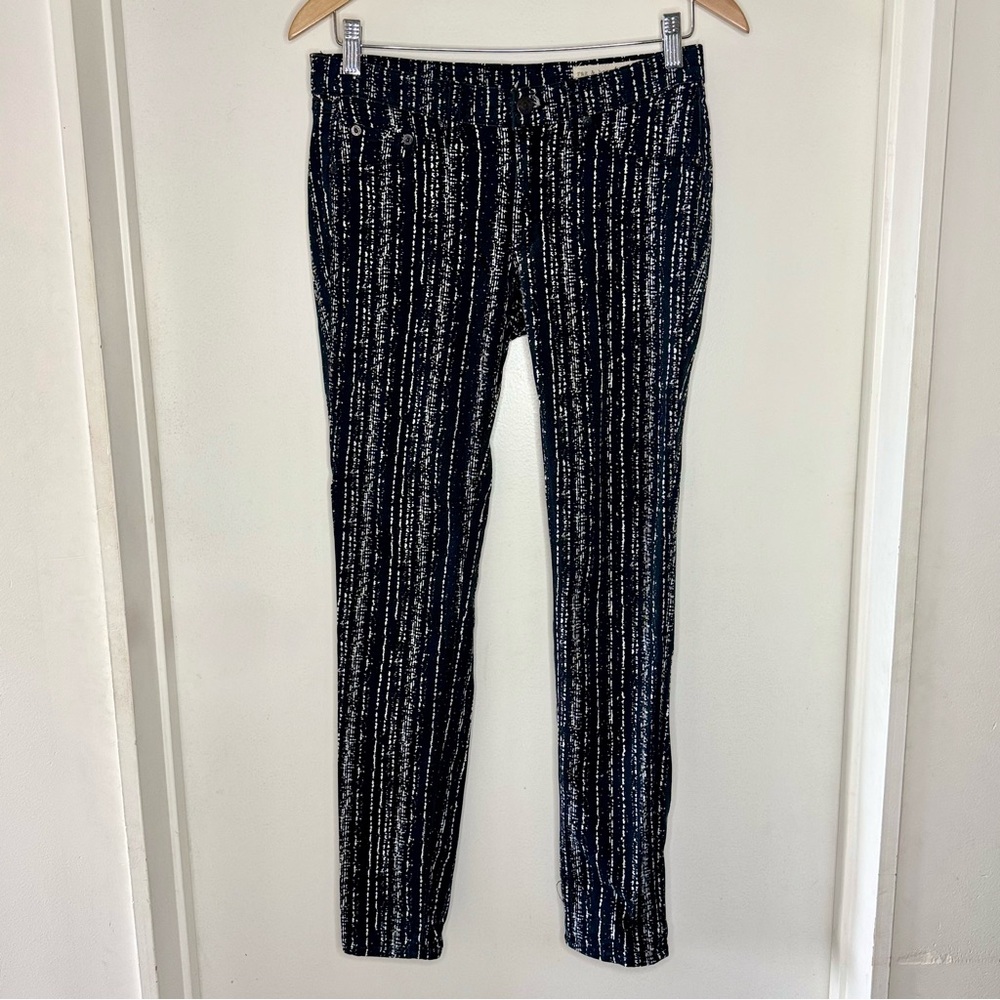 Rag & Bone Barcode Print Twill Black & White Leggings Pants Jeans Women’s 27 EUC